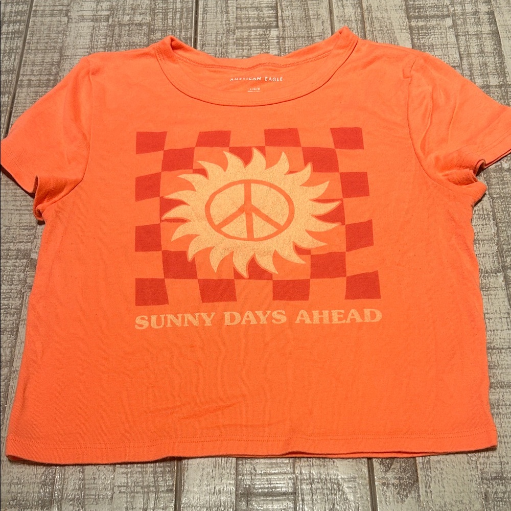 American Eagle Outfitters Sunny Days Ahead Ribbed Crop Top